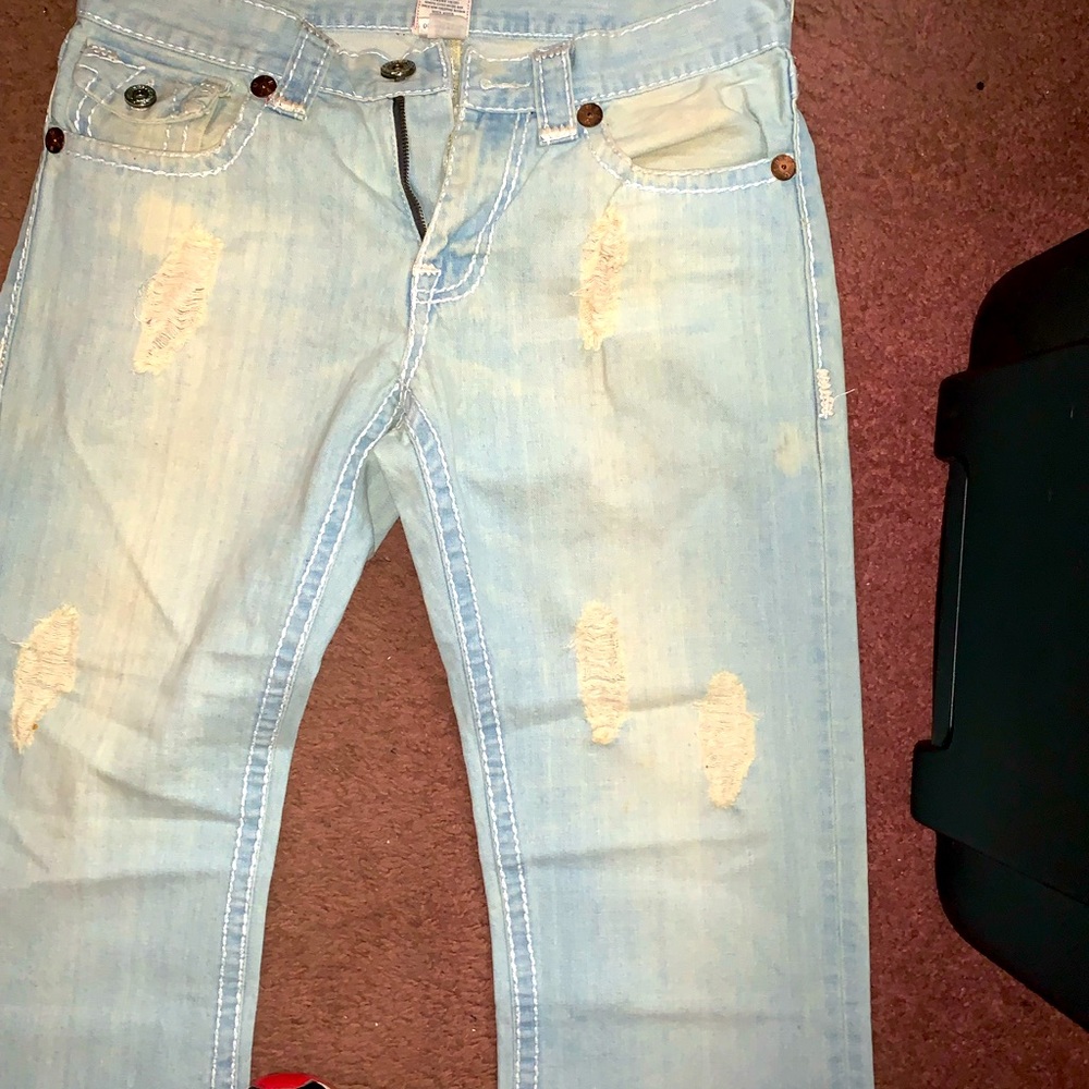 True religion new deadstock light distressed jeans size 34 og truies super rare